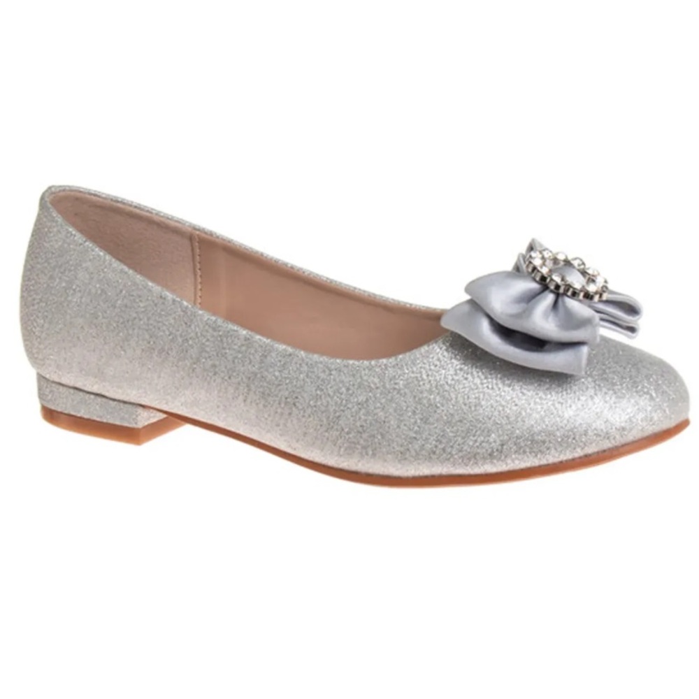 Silver Shimmer Bow Shoes